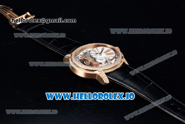 Audemars Piguet Millenary Miyota 9015 Automatic Rose Gold Case White Dial With Roman Numeral Markers Black Leather Strap - Click Image to Close